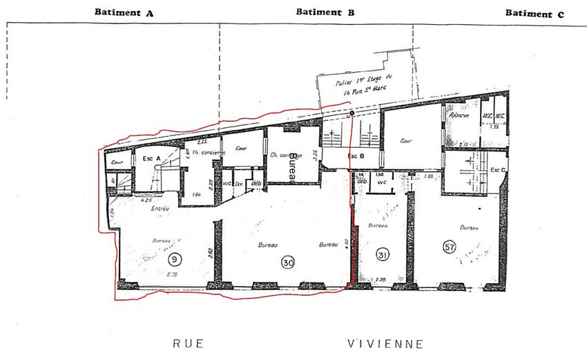 Bureau Location 75002 PARIS 41 RUE VIVIENNE
