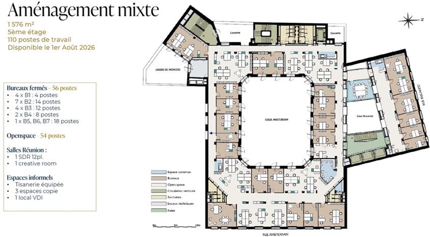 Bureau Location 75008 PARIS 55 RUE D'AMSTERDAM