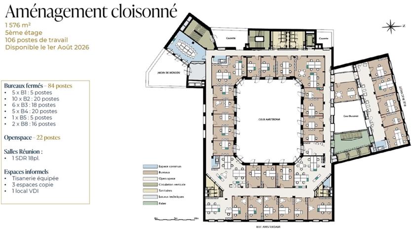 Bureau Location 75008 PARIS 55 RUE D'AMSTERDAM