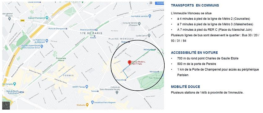 Bureau Location 75017 PARIS 23-27 RUE MEDERIC