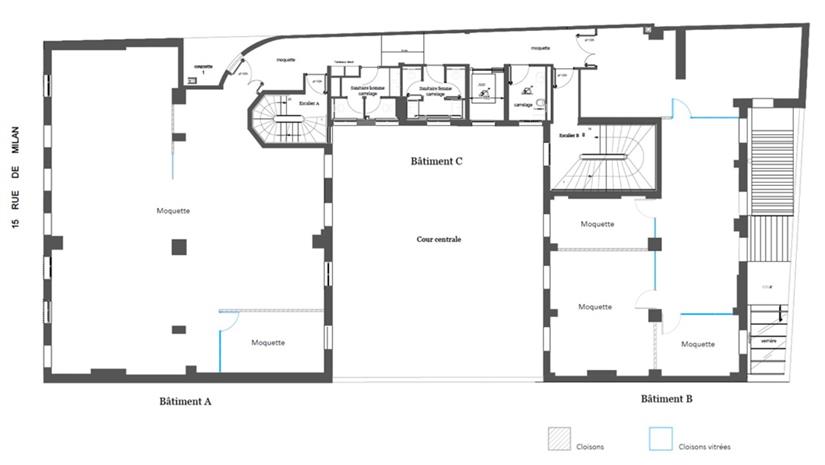 Bureau Location 75009 PARIS 15 RUE DE MILAN