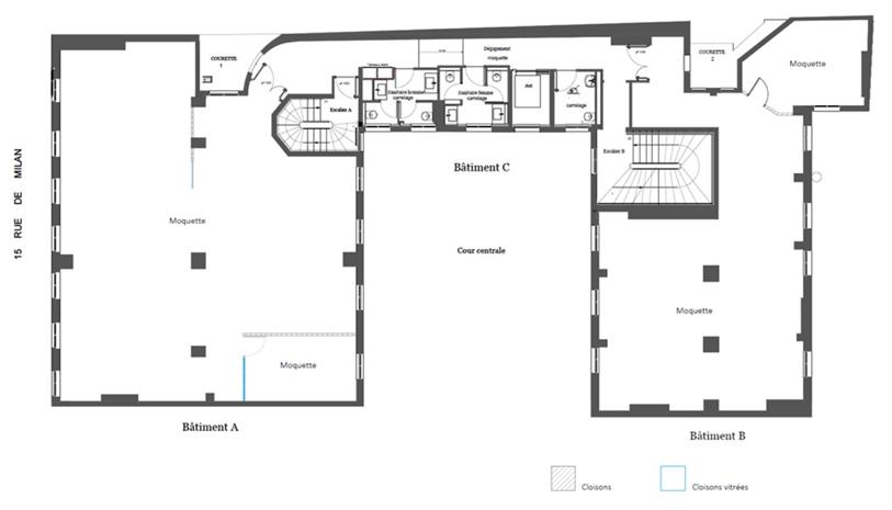 Bureau Location 75009 PARIS 15 RUE DE MILAN