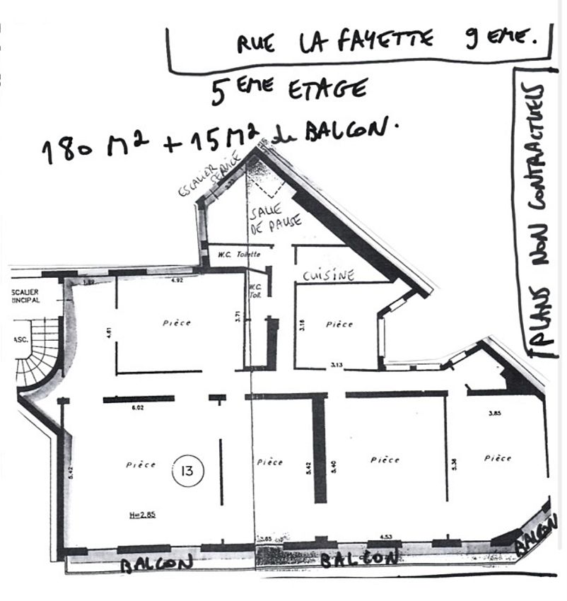 Bureau Location 75009 PARIS 66 RUE LA FAYETTE