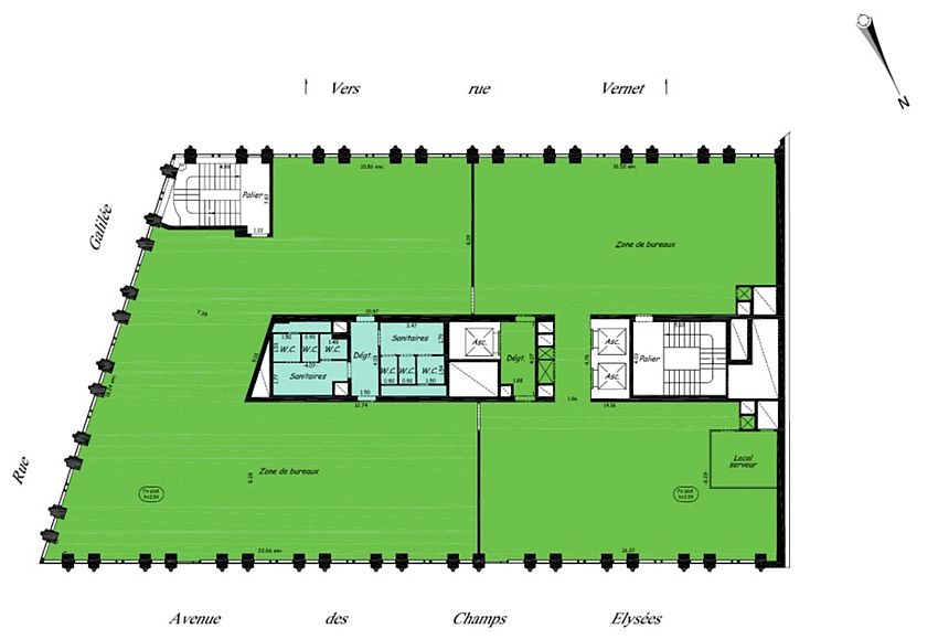 Bureau Location 75008 PARIS 115-117 AVENUE DES CHAMPS ELYSEES