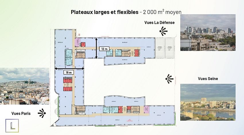 Bureau Location 92300 LEVALLOIS PERRET 49 AVENUE GEORGES POMPIDOU