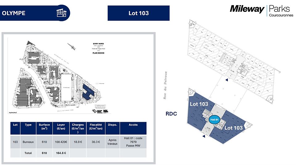 Bureau Location 91080 COURCOURONNES 100 RUE DU PELVOUX