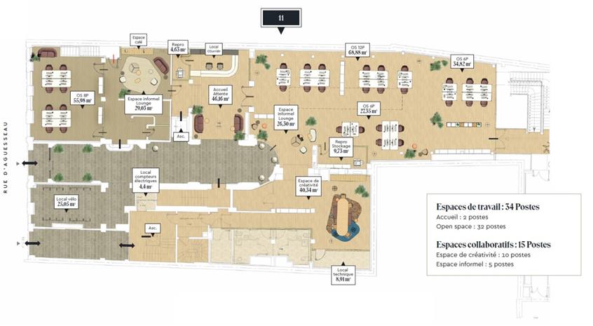 Bureau Location 75008 PARIS 11-11BIS RUE D'AGUESSEAU