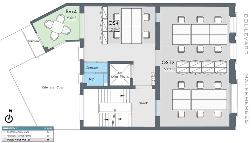 Bureau Location 75017 PARIS 197 BOULEVARD MALESHERBES