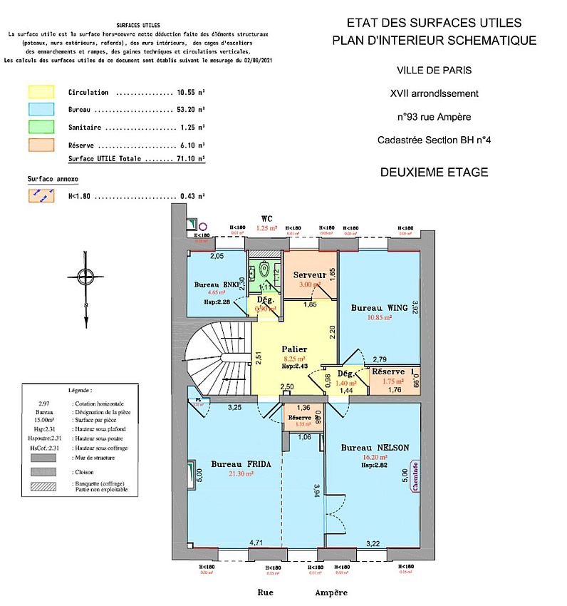 Bureau Location 75017 PARIS 93 RUE AMPERE