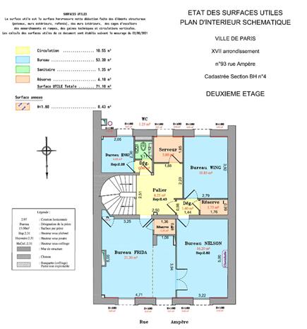 Bureau Location 75017 PARIS 93 RUE AMPERE