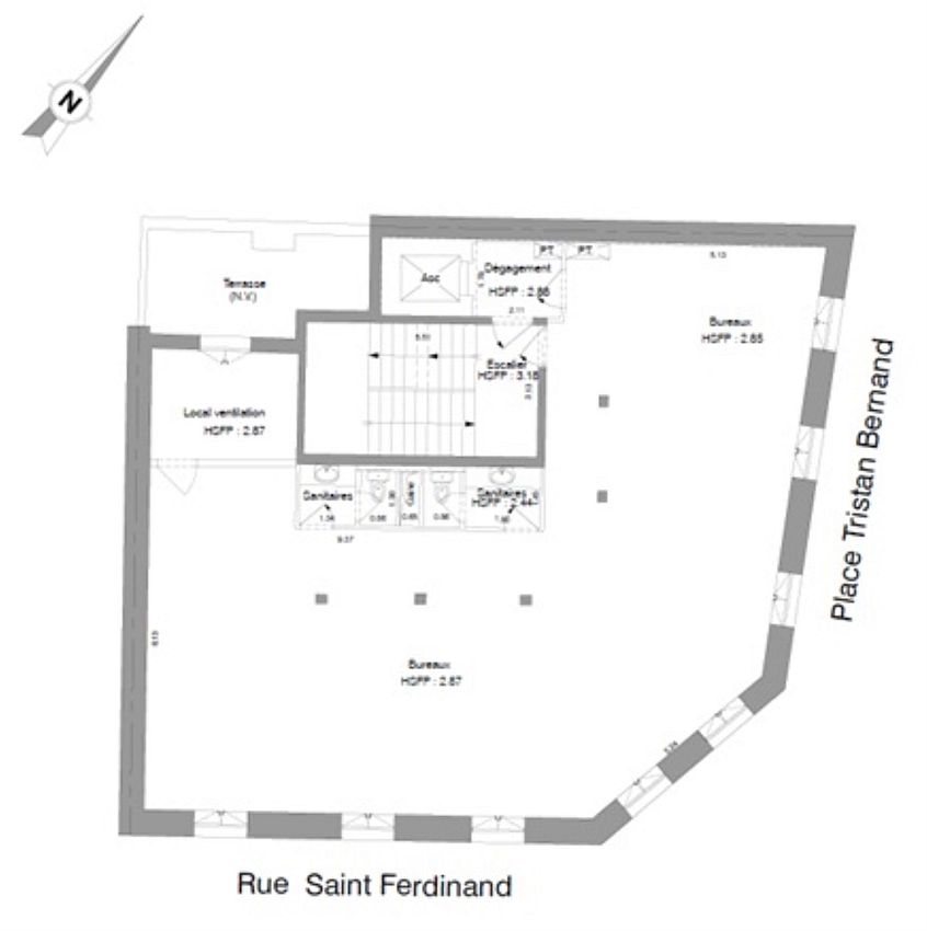 Bureau Location 75017 PARIS 5 PLACE TRISTAN BERNARD