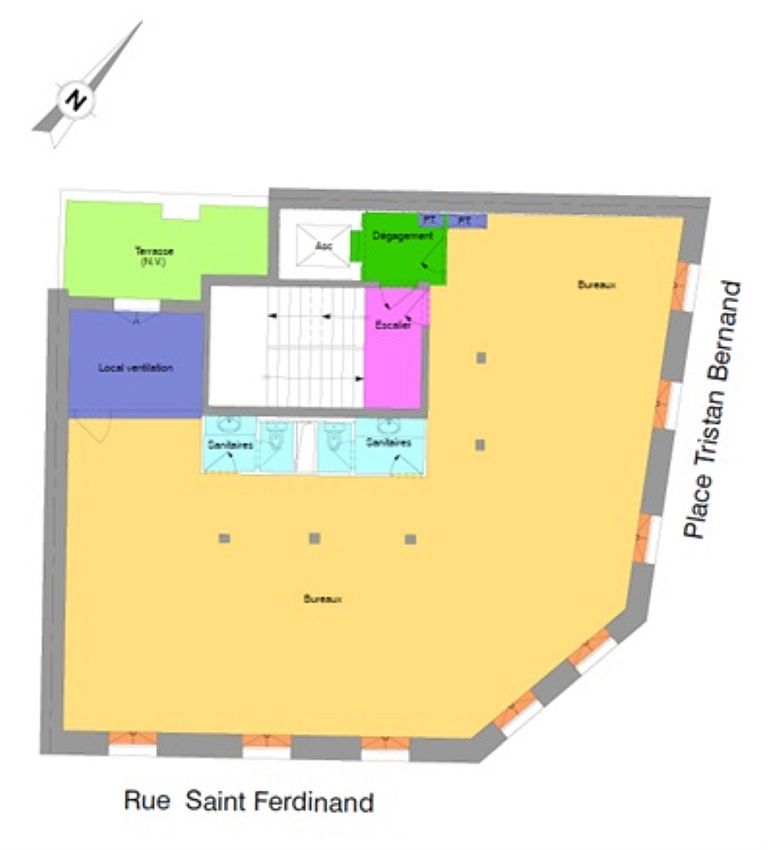 Bureau Location 75017 PARIS 5 PLACE TRISTAN BERNARD