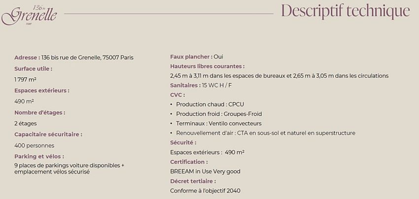 Bureau Location 75007 PARIS 136BIS RUE DE GRENELLE